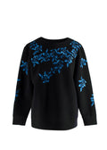 Ermanno Scervino Blue Floral Embroidered Sweatshirt