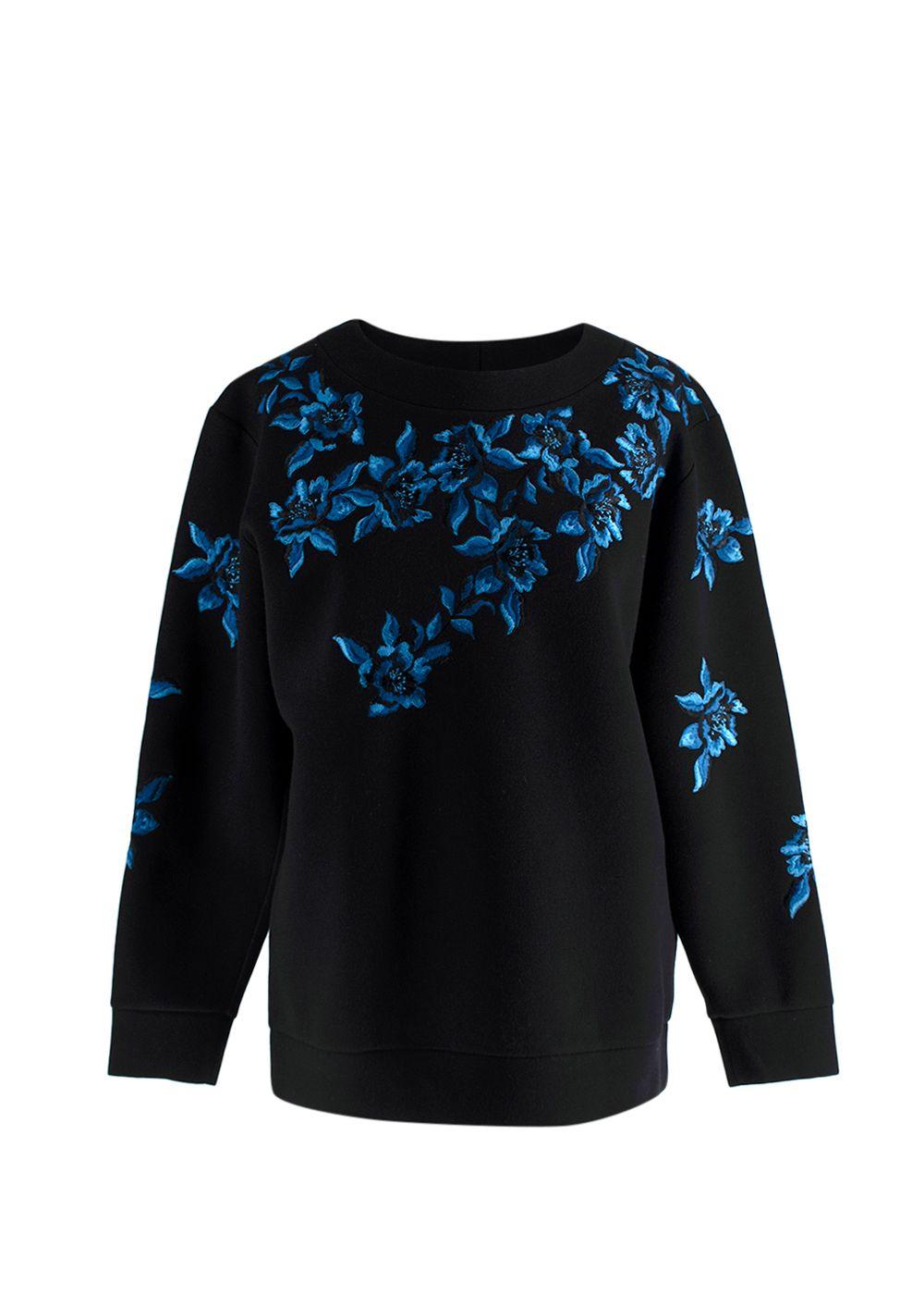 Ermanno Scervino Blue Floral Embroidered Sweatshirt