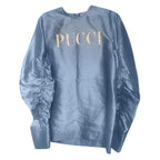 Emilio Pucci Blue Ruched Silk Top