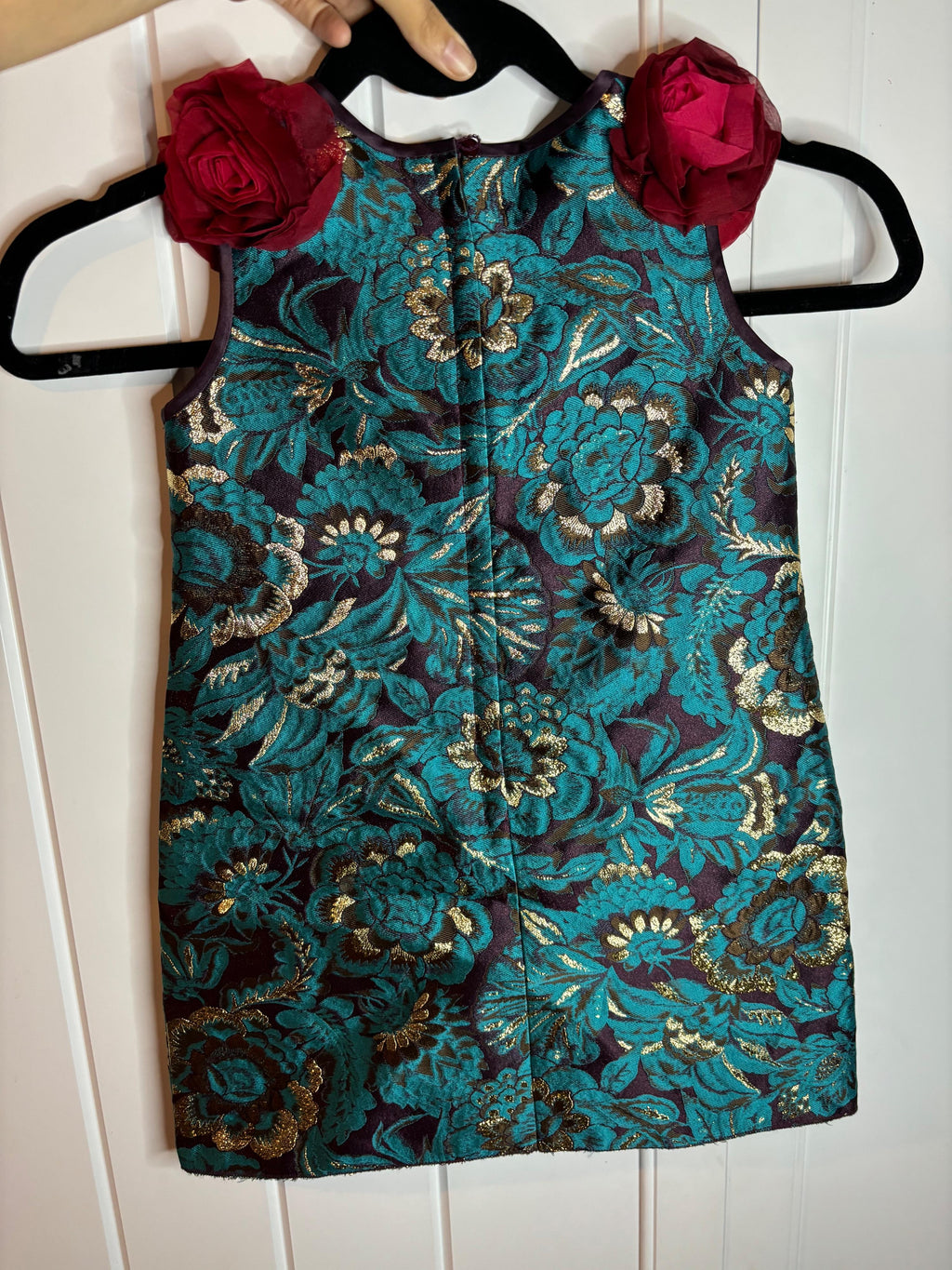 Dolce & Gabbana Kids Blue Brocade Floral Mini Dress