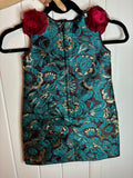 Dolce & Gabbana Kids Blue Brocade Floral Mini Dress