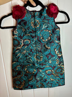 Dolce & Gabbana Kids Blue Brocade Floral Mini Dress