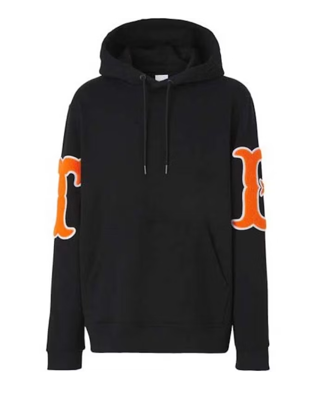 Black Graphic Applique Hoodie