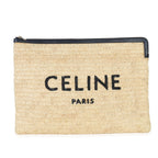 Celine  Raffia Sequin Logo Clutch