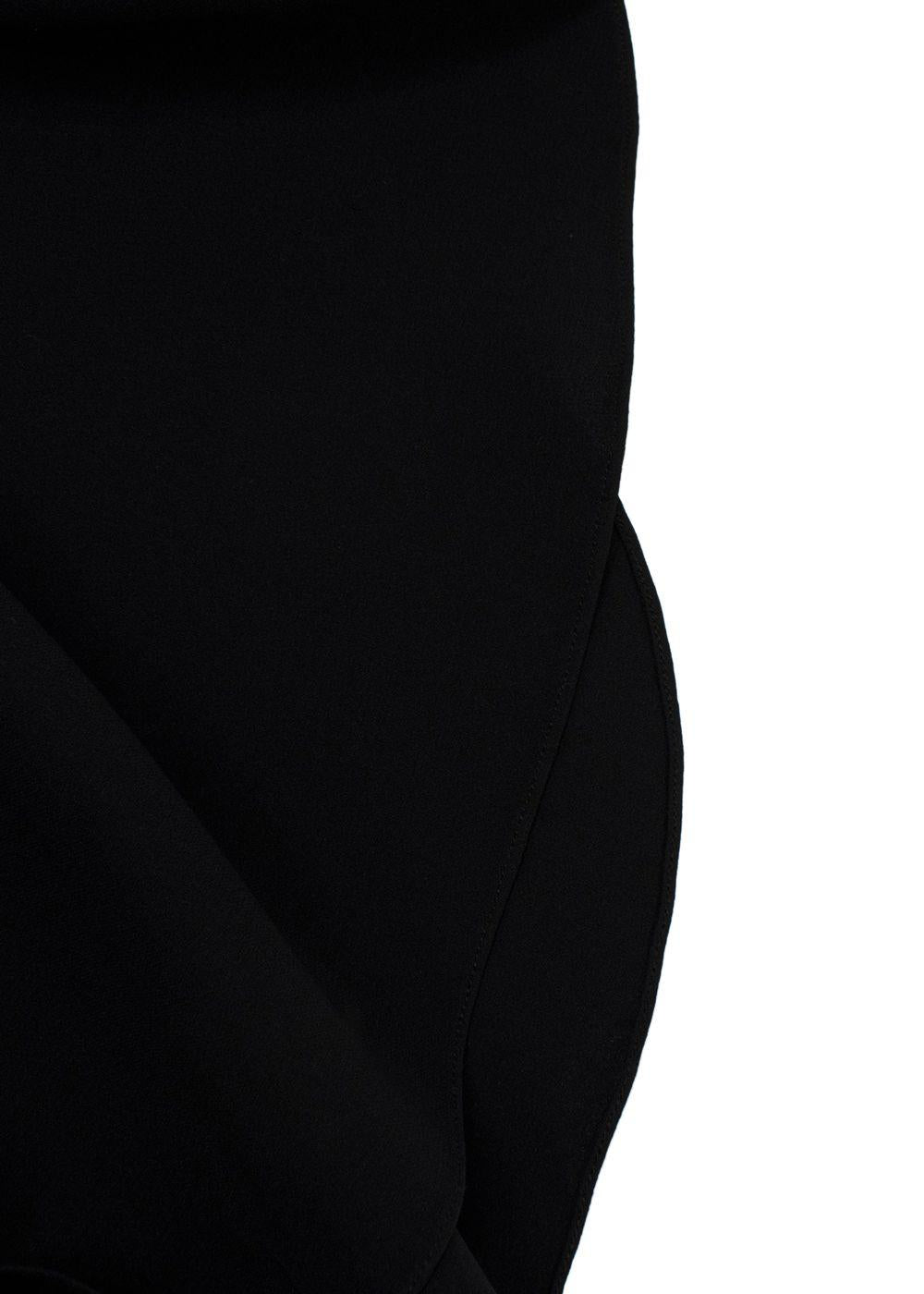 Oscar De La Renta Mesh Trimmed Black Silk Blend Top