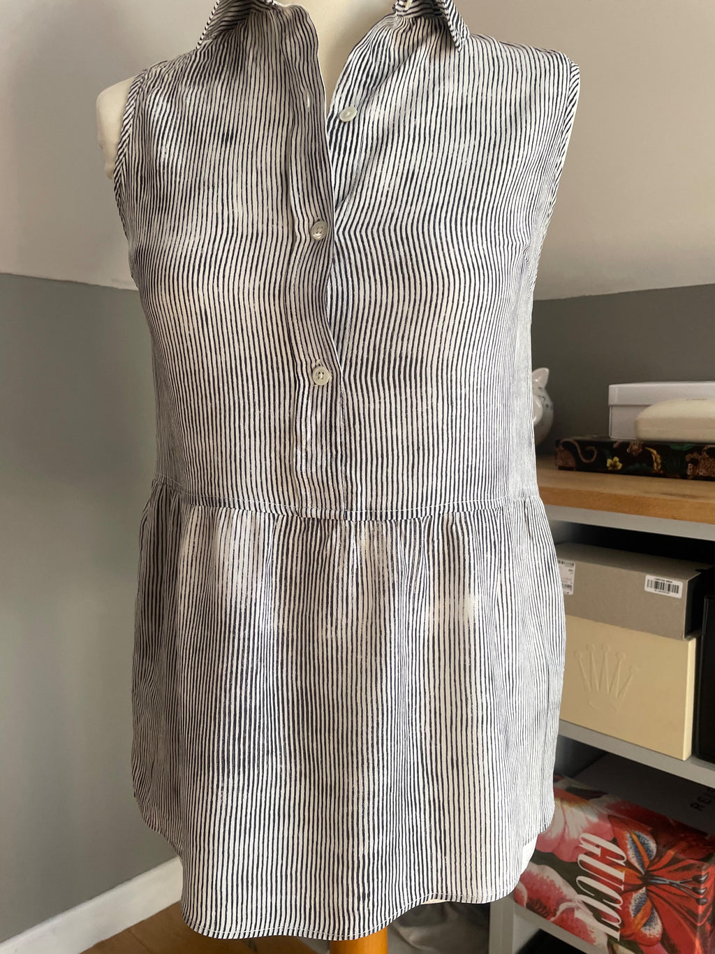 Merino Wool/Silk Blend Striped Top