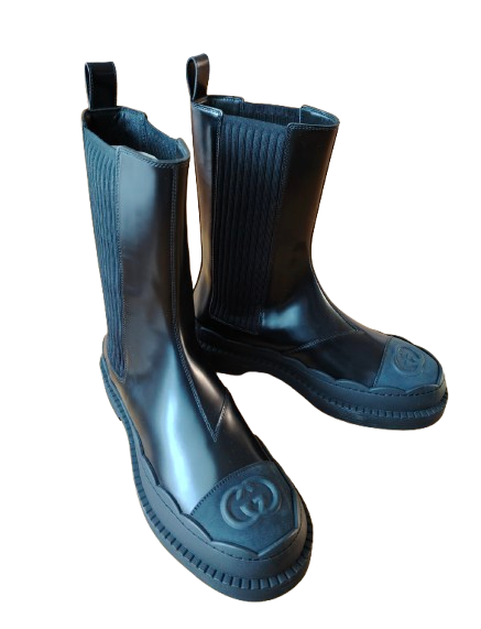 Black Leather Ankle Boots With Rubber Soles