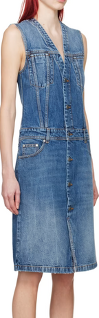 Stella McCartney Blue Paneled Denim Midi Dress