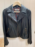 Black leather biker jacket