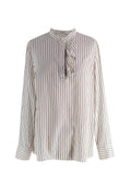 Brunello Cucinelli Black and White Stripe Silk Blouse