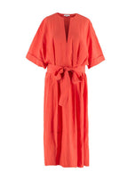 Vince Orange Belted Midi Dress