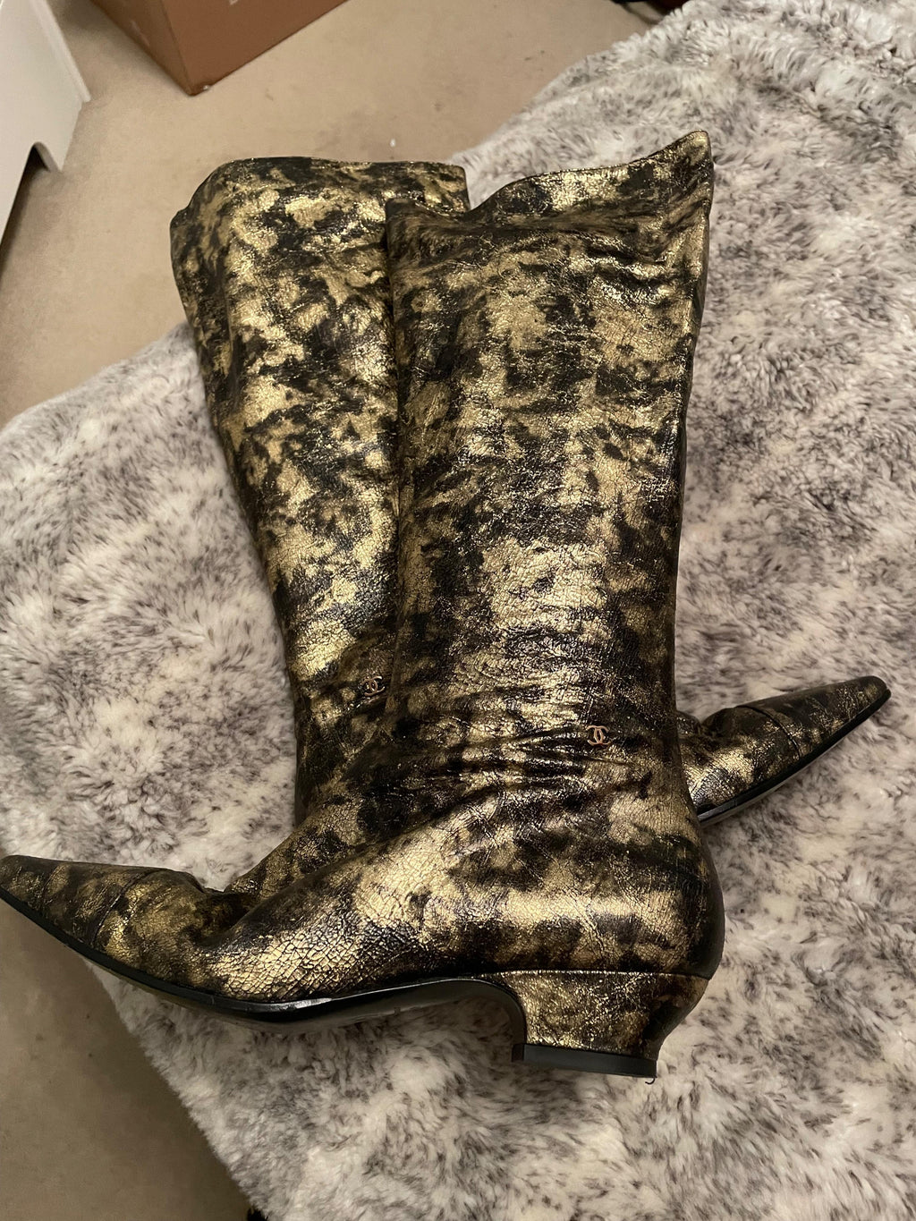 CC Gold Leather Riding Boots