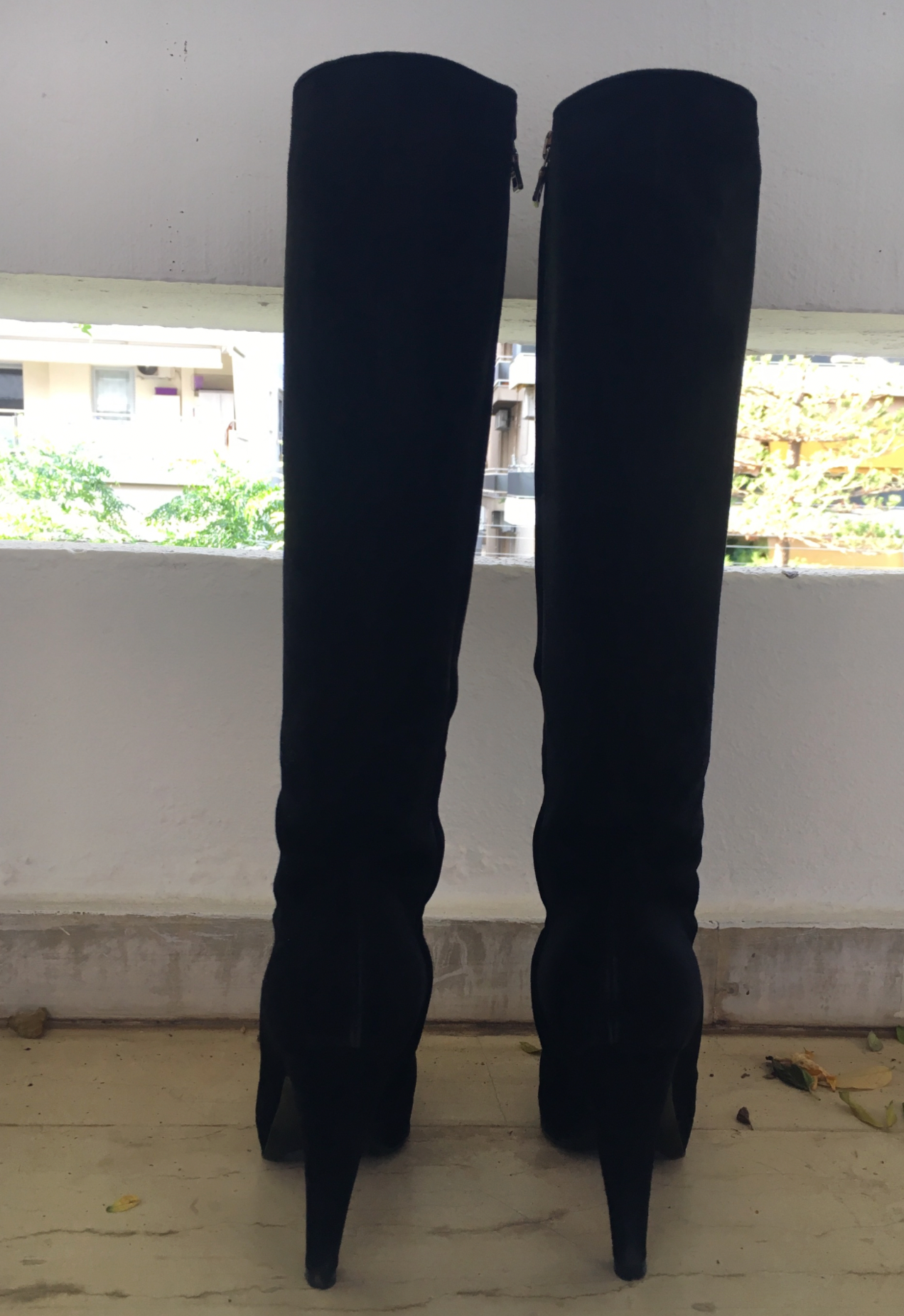 Black Suede Knee Boots