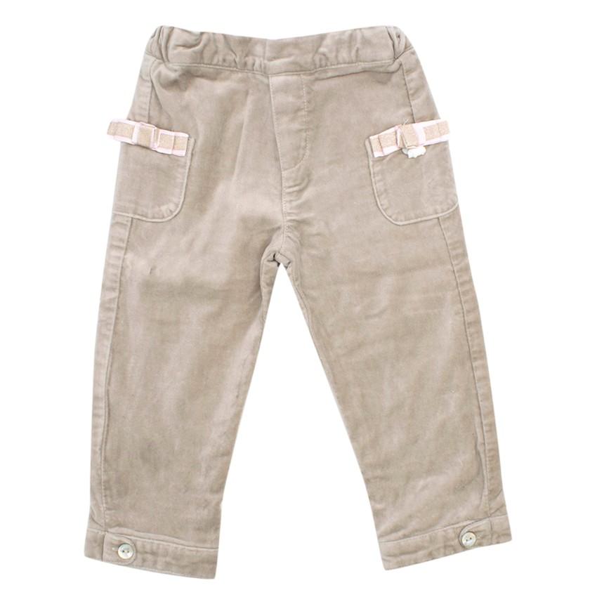 Tartine et Chocolat Girls 18M Beige Velour Trousers