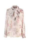Love Shack Fancy Semi Sheer Silk Floral Printed Blouse