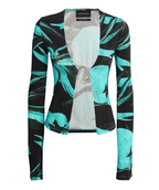 Louisa Ballou Helios Embellished Printed Stretch-jersey Top