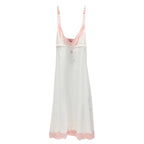 Blumarine White & Pink Leavers Lace Slip Dress