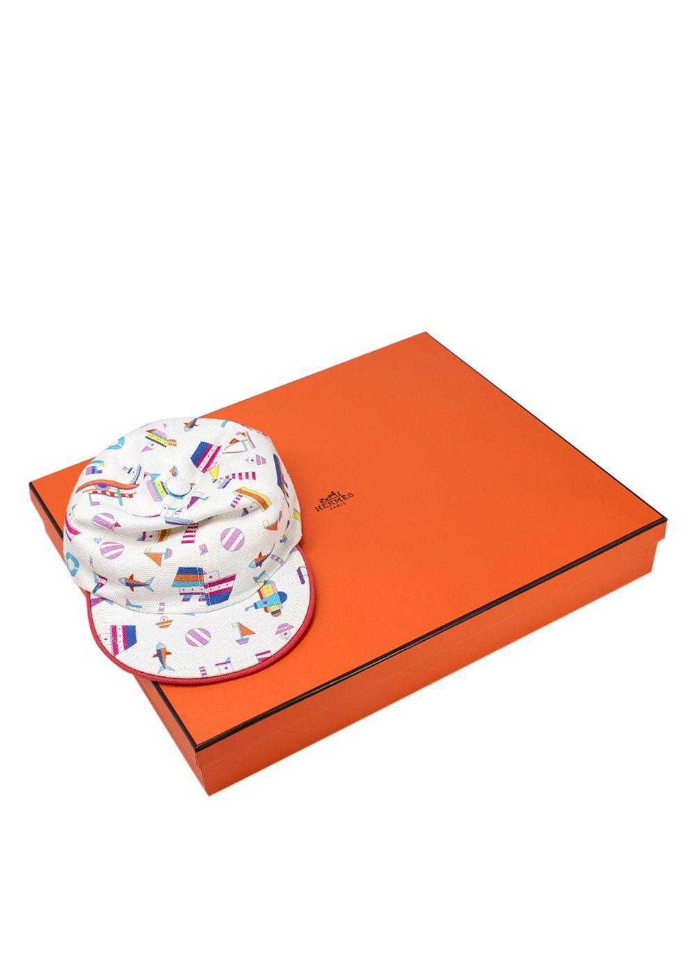 Hermes White Canvas Petit Chalutier Kid's Cap
