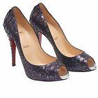 CHRISTIAN LOUBOUTIN Blue Acid Python Lady Claude 38.5 UK 5.5 US 8.