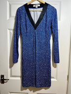 blue & white printed jersey dress