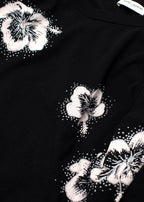 Saint Laurent Black Hibiscus Flower Print Top