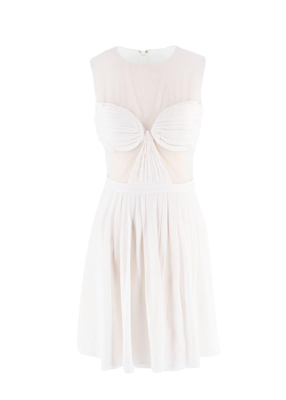 Cushnie Et Ochs Cream High Neck Mesh Mini Dress