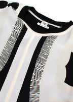 Hermes Black and White Printed Silk Twill Top