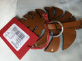 Valentino Tan Leather Monstero Leaf Keyring