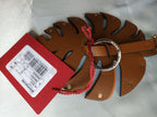 Valentino Tan Leather Monstero Leaf Keyring
