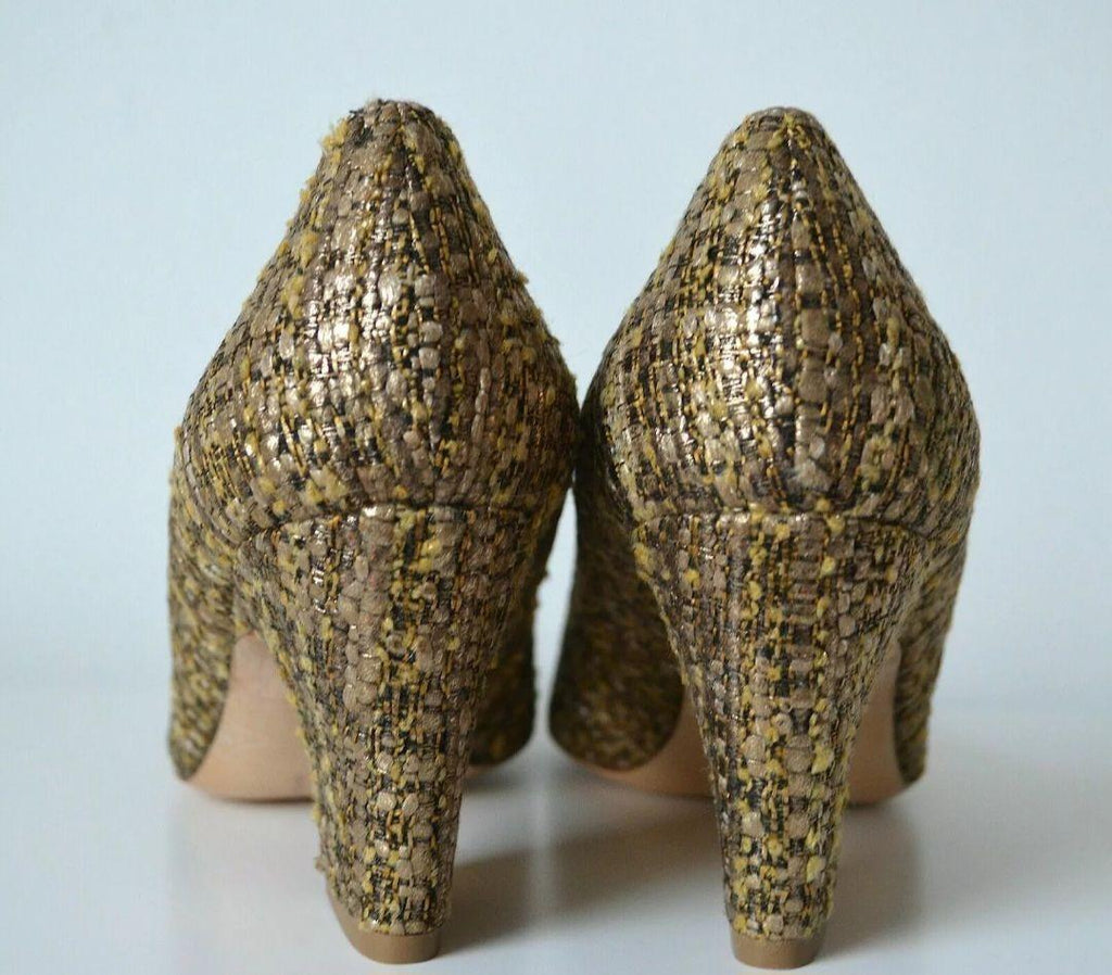 Rupert Sanderson Gold Tweed Heels