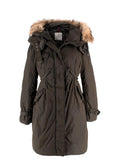 Moncler  Khaki Phalangere Coat with Racoon Fur Hood