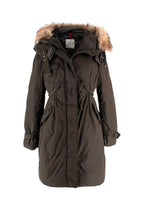 Moncler  Khaki Phalangere Coat with Racoon Fur Hood