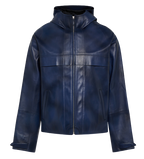 Berluti Blue Venezia Leather Hooded leather jacket