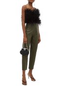 Butterfly-insert High-waist Leather Trousers