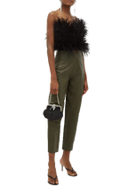 Butterfly-insert High-waist Leather Trousers