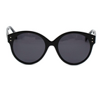 Black Grommet Embellished Round Sunglasses