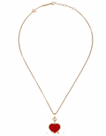 Chopard Rose Gold Red Happy Hearts Necklace 0.05 Carat