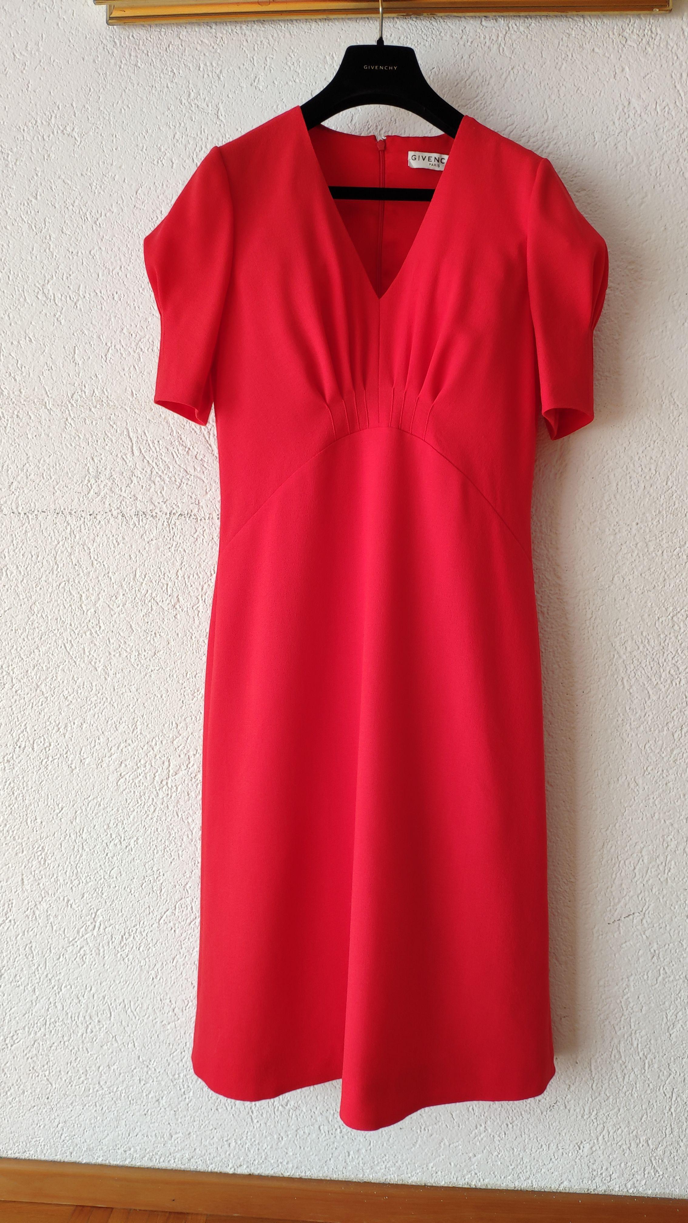 Red Wool Crepe Tea Dress