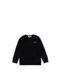 Kids 6A Black Cotton Sweatshirt With Embroidered Mouth
