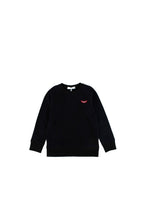 Kids 6A Black Cotton Sweatshirt With Embroidered Mouth