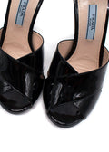 Prada Black Patent Leather Cross Over Heels