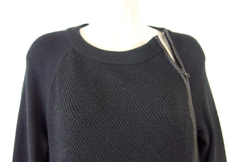 Vince Leather Trim Knit Jumper