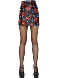 Saint Laurent Floral Printed Leather Skirt