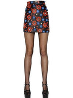 Saint Laurent Floral Printed Leather Skirt