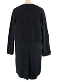 Celine Navy and Black Leather Trim Longline Jacket