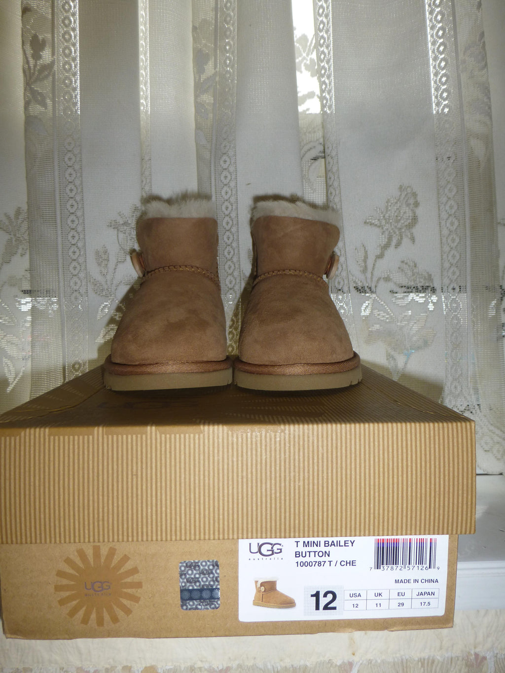 UGG Australia Mini Bailey Button Toddler 1000787 Chestnut UK11 US12 EU29