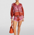 Botech Kaleido Ruffled Cotton-Linen Tunic Top