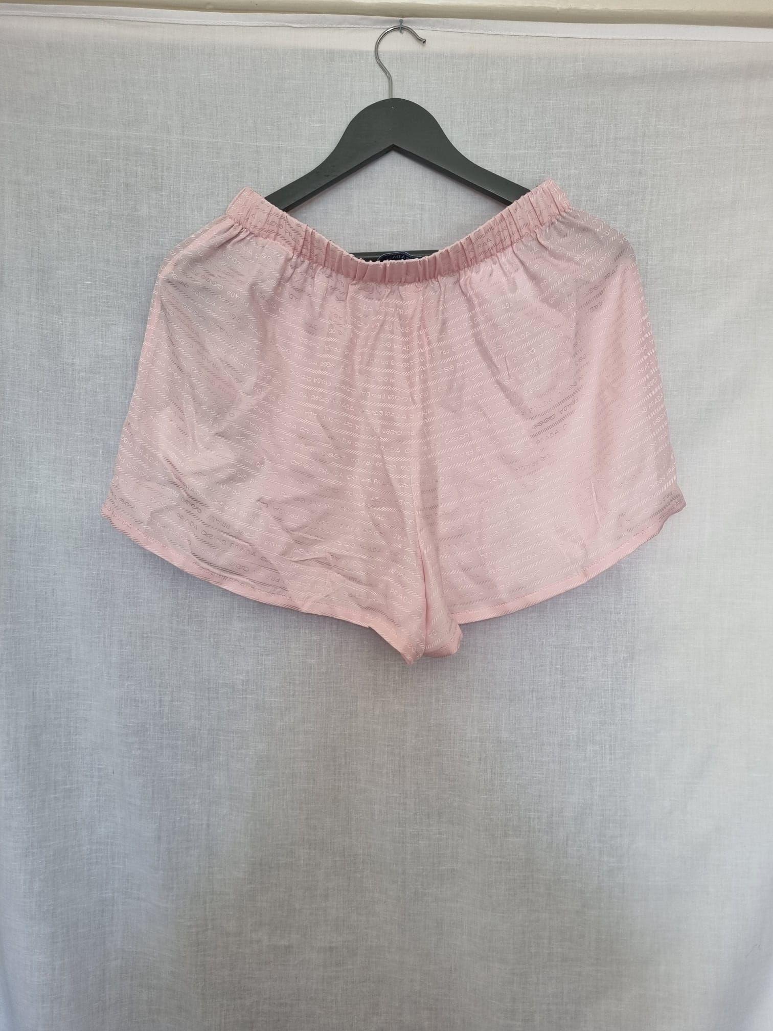 Pink Jacquard Logo Crêpe-de-Chine Shorts