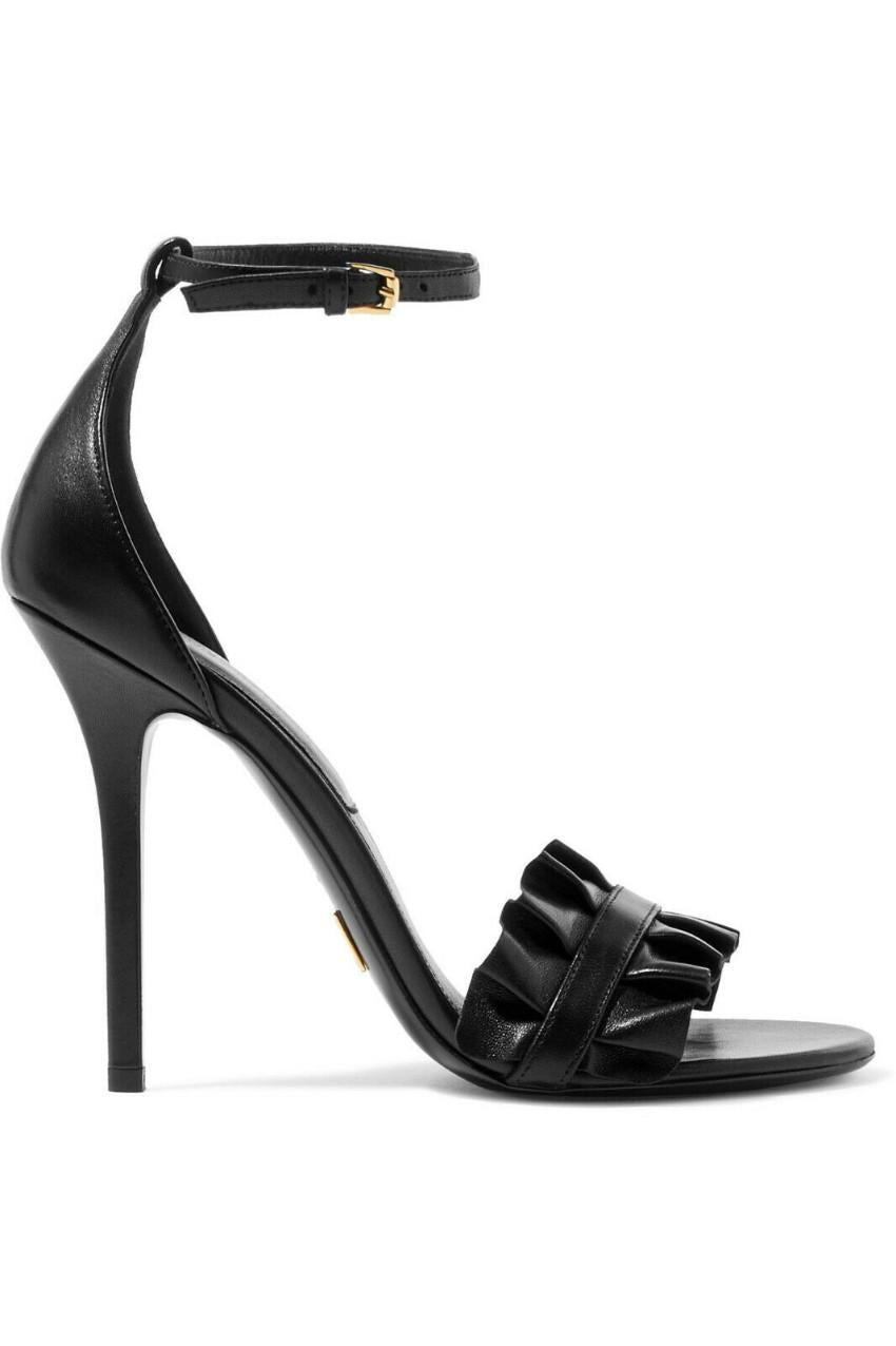 Michael Kors Collection black leather Priscilla ankle strap sandals