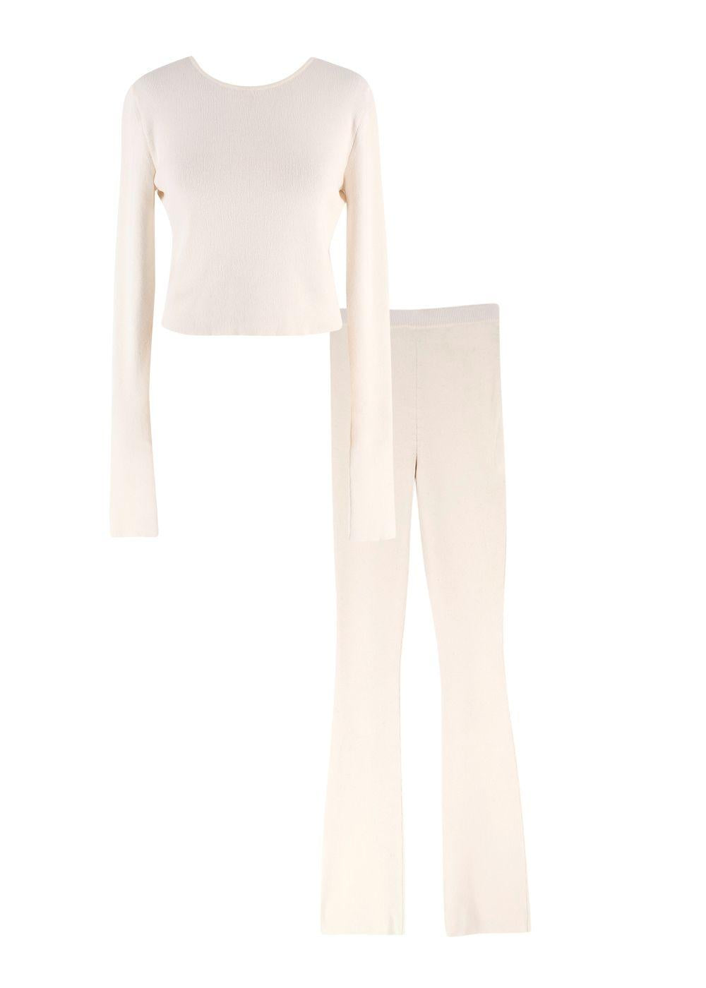 Magda Butrym Cream Knitted Cardigan And Flares Set